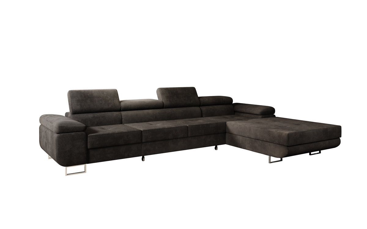 Luxuriöses Designer Sofa Calvera Maxi mit Schlaf- und Klappfunktion, Cord Bezug