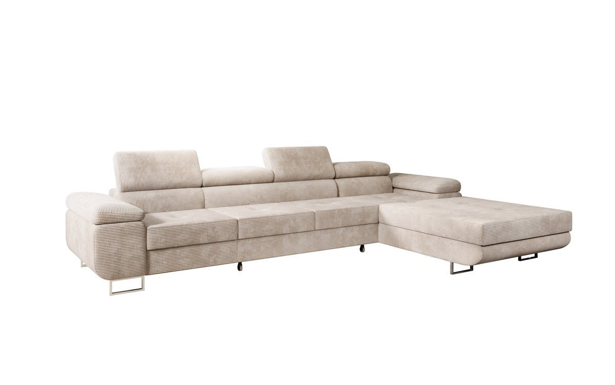 Luxuriöses Designer Sofa Calvera Maxi mit Schlaf- und Klappfunktion, Cord Bezug