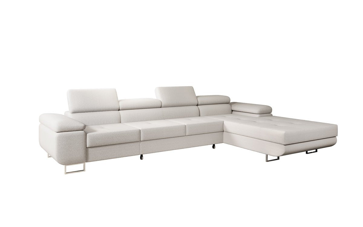 Elegantes Calvera Maxi Bouclé Ecksofa mit Schlaf- und Stauraumfunktion