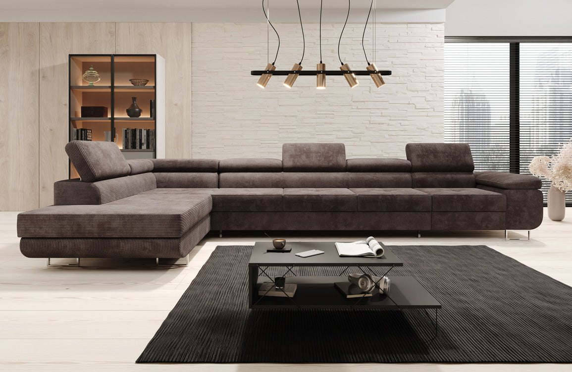 Luxuriöses Designer Cord Ecksofa mit Schlaffunktion – Modern, Vielseitig & Bequem