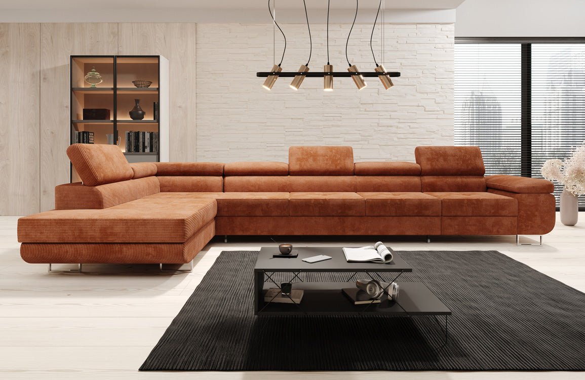 Luxuriöses Designer Cord Ecksofa mit Schlaffunktion – Modern, Vielseitig & Bequem