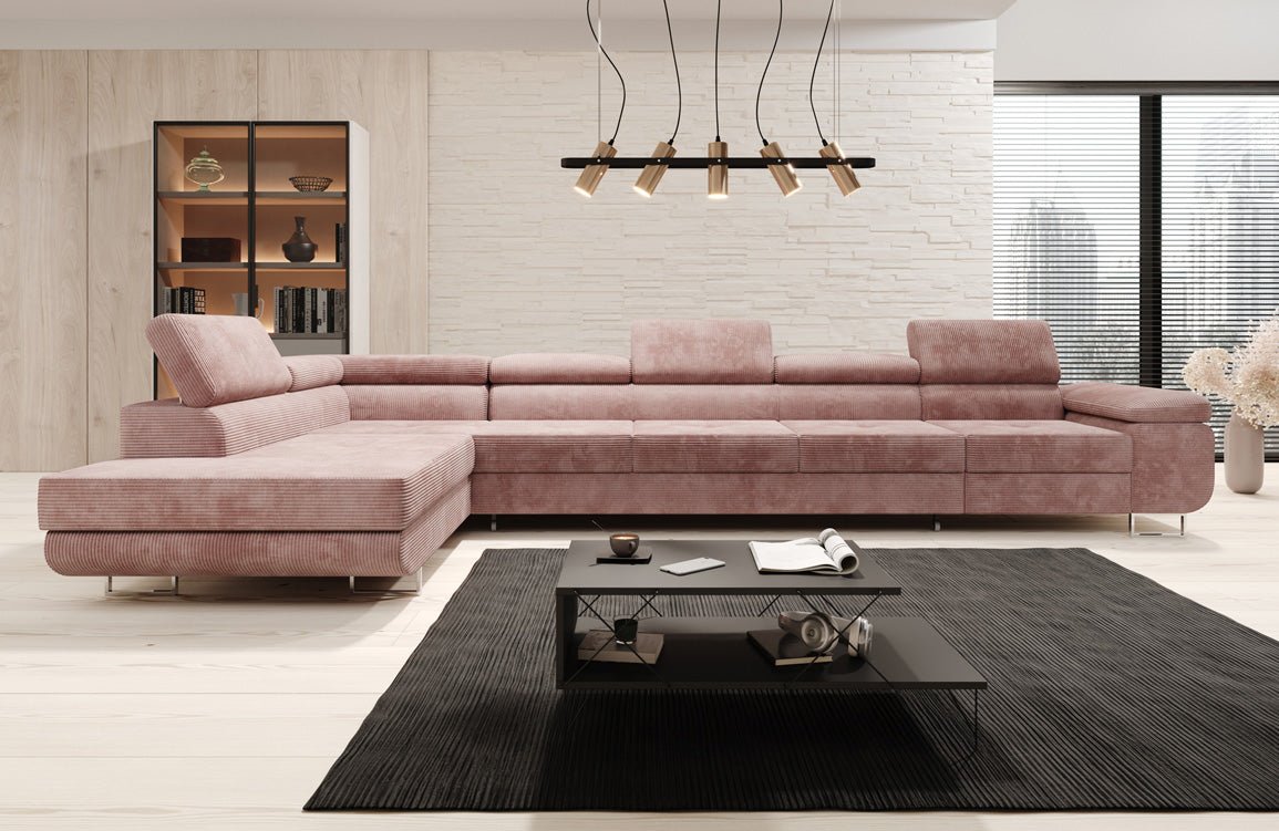 Luxuriöses Designer Cord Ecksofa mit Schlaffunktion – Modern, Vielseitig & Bequem