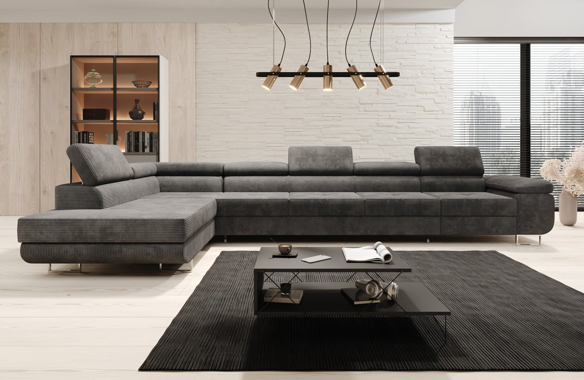 Luxuriöses Designer Cord Ecksofa mit Schlaffunktion – Modern, Vielseitig & Bequem