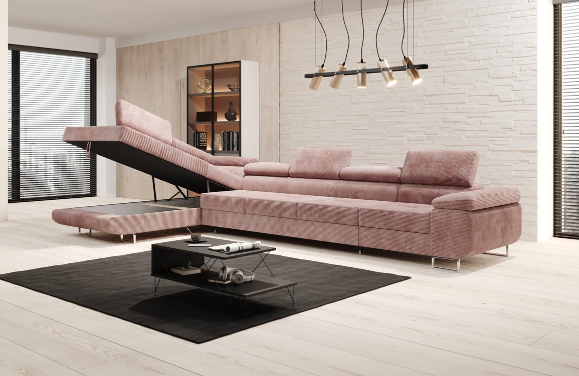 Luxuriöses Designer Cord Ecksofa mit Schlaffunktion – Modern, Vielseitig & Bequem