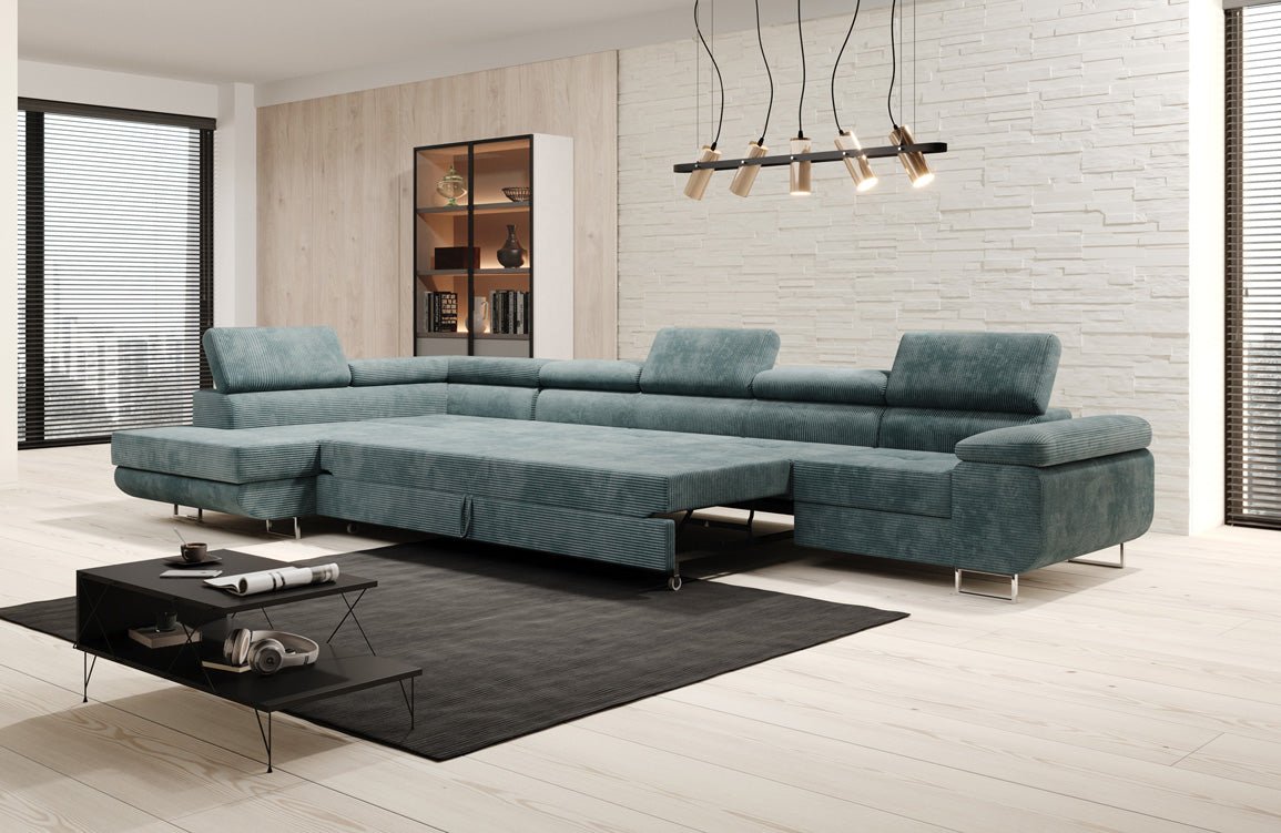 Luxuriöses Designer Cord Ecksofa mit Schlaffunktion – Modern, Vielseitig & Bequem