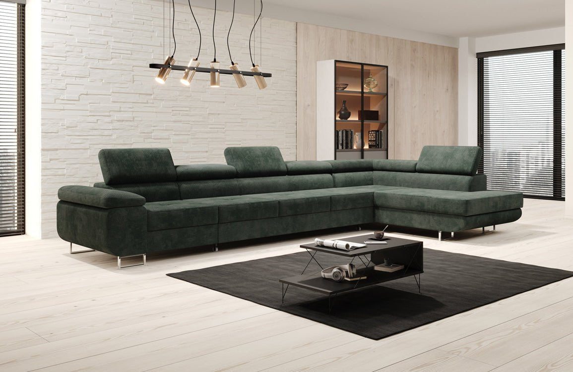 Luxuriöses Designer Cord Ecksofa mit Schlaffunktion – Modern, Vielseitig & Bequem