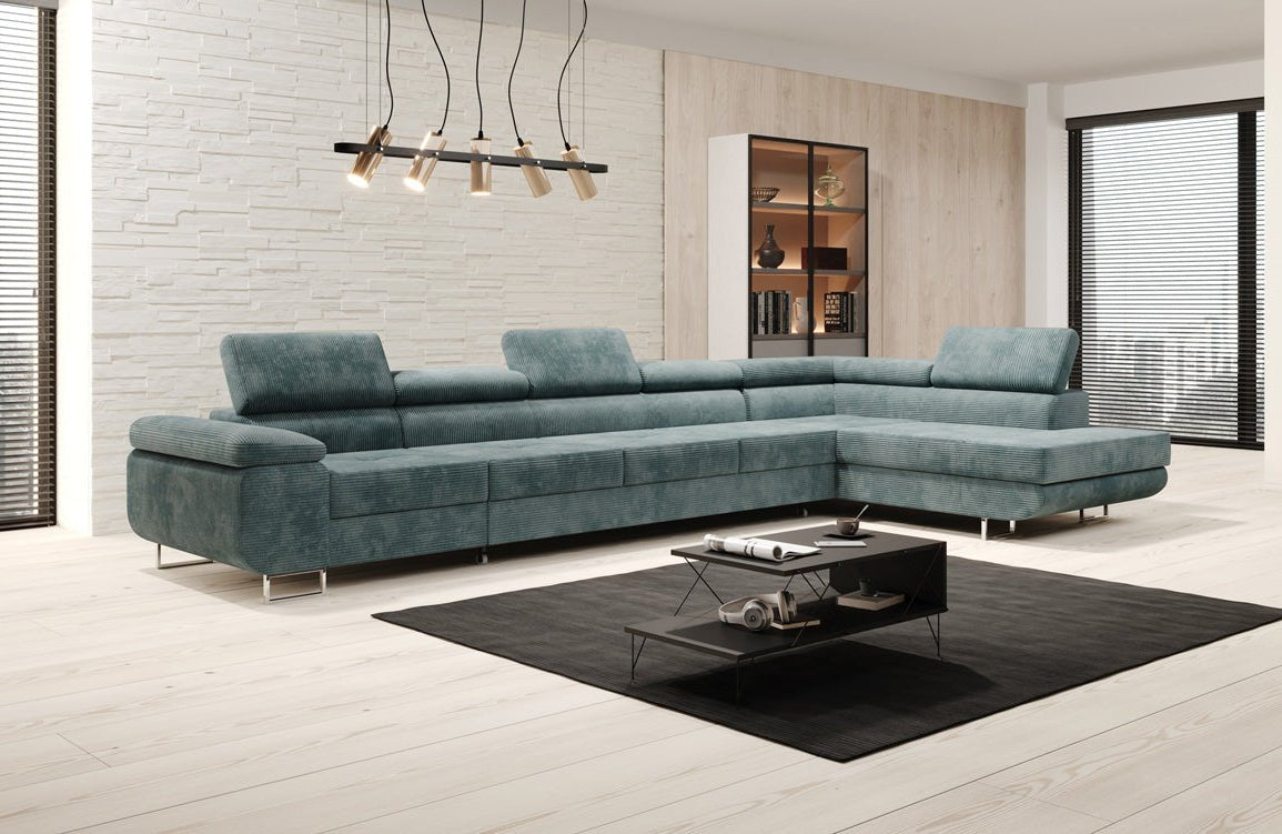 Luxuriöses Designer Cord Ecksofa mit Schlaffunktion – Modern, Vielseitig & Bequem