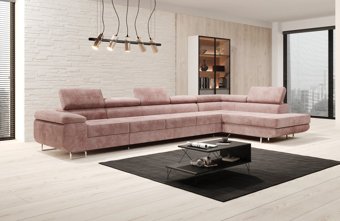 Luxuriöses Designer Cord Ecksofa mit Schlaffunktion – Modern, Vielseitig & Bequem