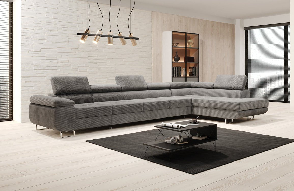 Luxuriöses Designer Cord Ecksofa mit Schlaffunktion – Modern, Vielseitig & Bequem