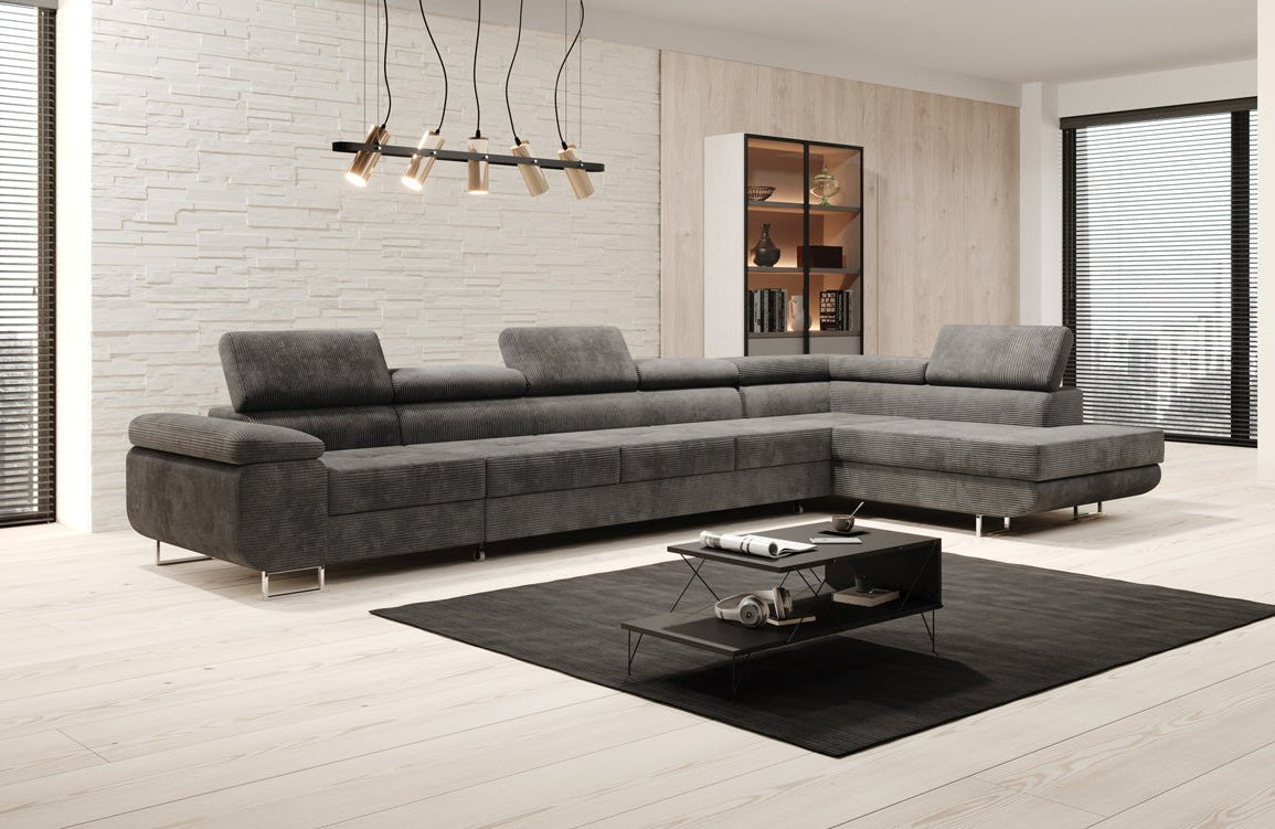 Luxuriöses Designer Cord Ecksofa mit Schlaffunktion – Modern, Vielseitig & Bequem