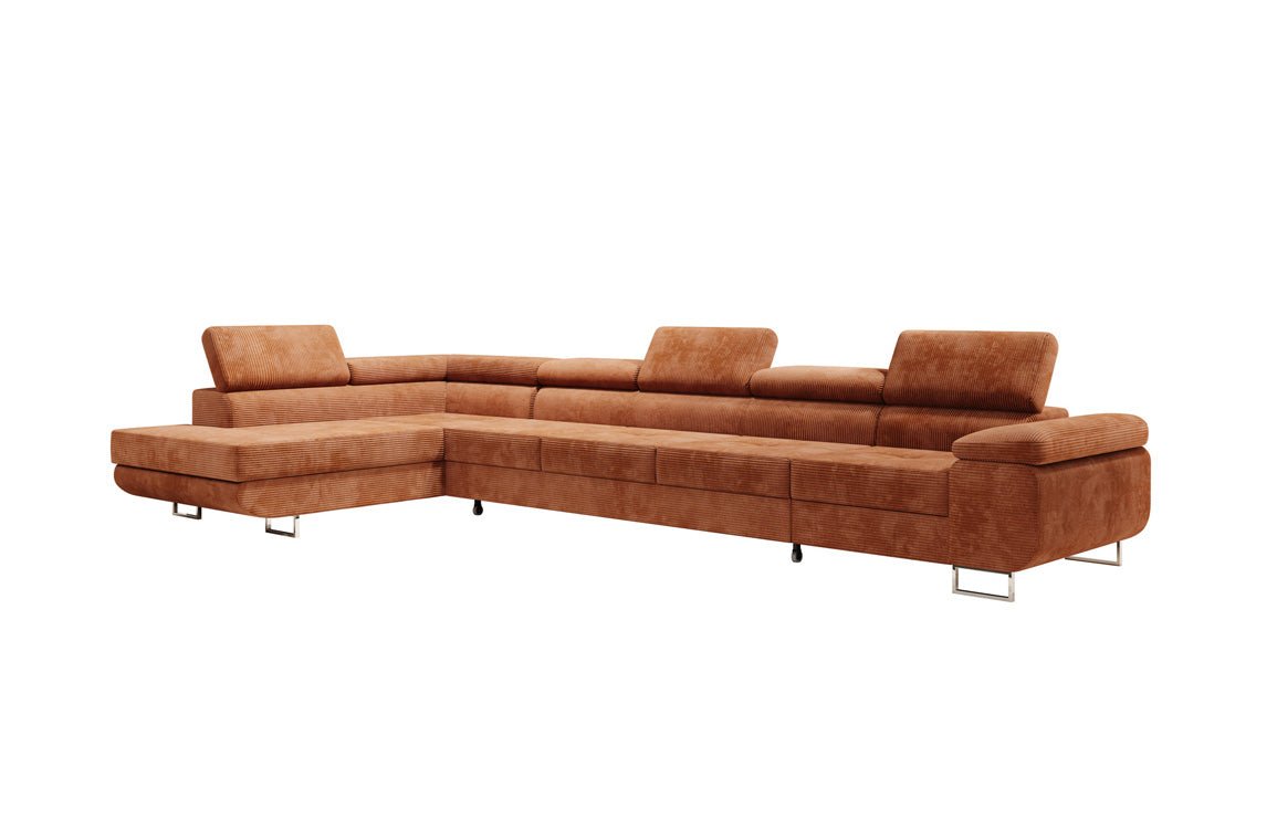 Luxuriöses Designer Cord Ecksofa mit Schlaffunktion – Modern, Vielseitig & Bequem