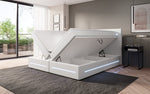 Lade das Bild in den Galerie-Viewer, Luxuriöses Boxspringbett Evelyn mit Stauraum, LED-Beleuchtung & Kunstlederbezug für erholsamen Schlaf