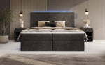 Lade das Bild in den Galerie-Viewer, Luxuriöses Boxspringbett Voyage mit LED-Beleuchtung, Stauraum und Cord-Stoffbezug