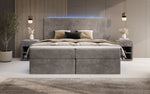 Lade das Bild in den Galerie-Viewer, Luxuriöses Boxspringbett Voyage mit LED-Beleuchtung, Stauraum und Cord-Stoffbezug