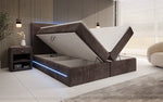 Lade das Bild in den Galerie-Viewer, Luxuriöses Boxspringbett Voyage mit LED-Beleuchtung, Stauraum und Cord-Stoffbezug
