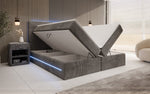 Lade das Bild in den Galerie-Viewer, Luxuriöses Boxspringbett Voyage mit LED-Beleuchtung, Stauraum und Cord-Stoffbezug