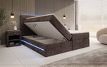 Lade das Bild in den Galerie-Viewer, Luxuriöses Boxspringbett Voyage mit LED-Beleuchtung, Stauraum und Cord-Stoffbezug