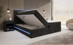 Lade das Bild in den Galerie-Viewer, Luxuriöses Boxspringbett Voyage mit LED-Beleuchtung, Stauraum und Cord-Stoffbezug