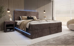 Lade das Bild in den Galerie-Viewer, Luxuriöses Boxspringbett Voyage mit LED-Beleuchtung, Stauraum und Cord-Stoffbezug