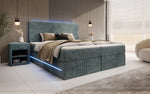 Lade das Bild in den Galerie-Viewer, Luxuriöses Boxspringbett Voyage mit LED-Beleuchtung, Stauraum und Cord-Stoffbezug