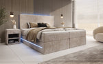 Lade das Bild in den Galerie-Viewer, Luxuriöses Boxspringbett Voyage mit LED-Beleuchtung, Stauraum und Cord-Stoffbezug