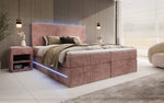 Lade das Bild in den Galerie-Viewer, Luxuriöses Boxspringbett Voyage mit LED-Beleuchtung, Stauraum und Cord-Stoffbezug