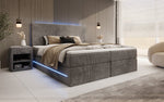 Lade das Bild in den Galerie-Viewer, Luxuriöses Boxspringbett Voyage mit LED-Beleuchtung, Stauraum und Cord-Stoffbezug