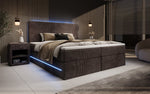 Lade das Bild in den Galerie-Viewer, Luxuriöses Boxspringbett Voyage mit LED-Beleuchtung, Stauraum und Cord-Stoffbezug