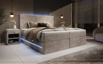 Lade das Bild in den Galerie-Viewer, Luxuriöses Boxspringbett Voyage mit LED-Beleuchtung, Stauraum und Cord-Stoffbezug