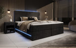 Lade das Bild in den Galerie-Viewer, Luxuriöses Boxspringbett Voyage mit LED-Beleuchtung, Stauraum und Cord-Stoffbezug