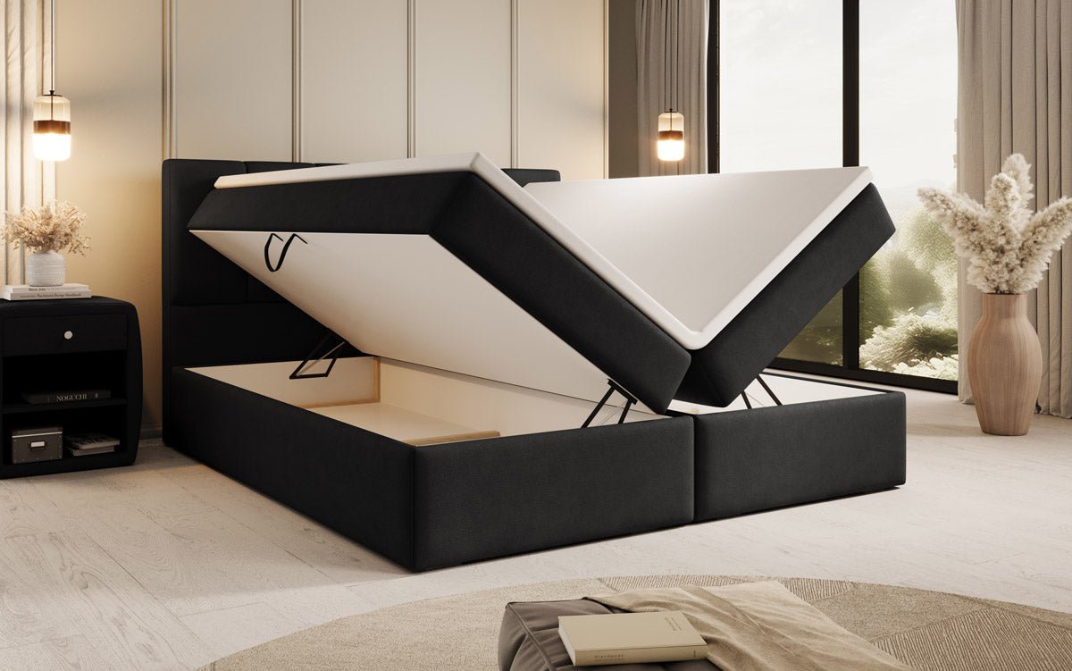 Luxuriöses Boxspringbett Aurelia Stoffbett mit Integriertem Stauraum für Schlafzimmer