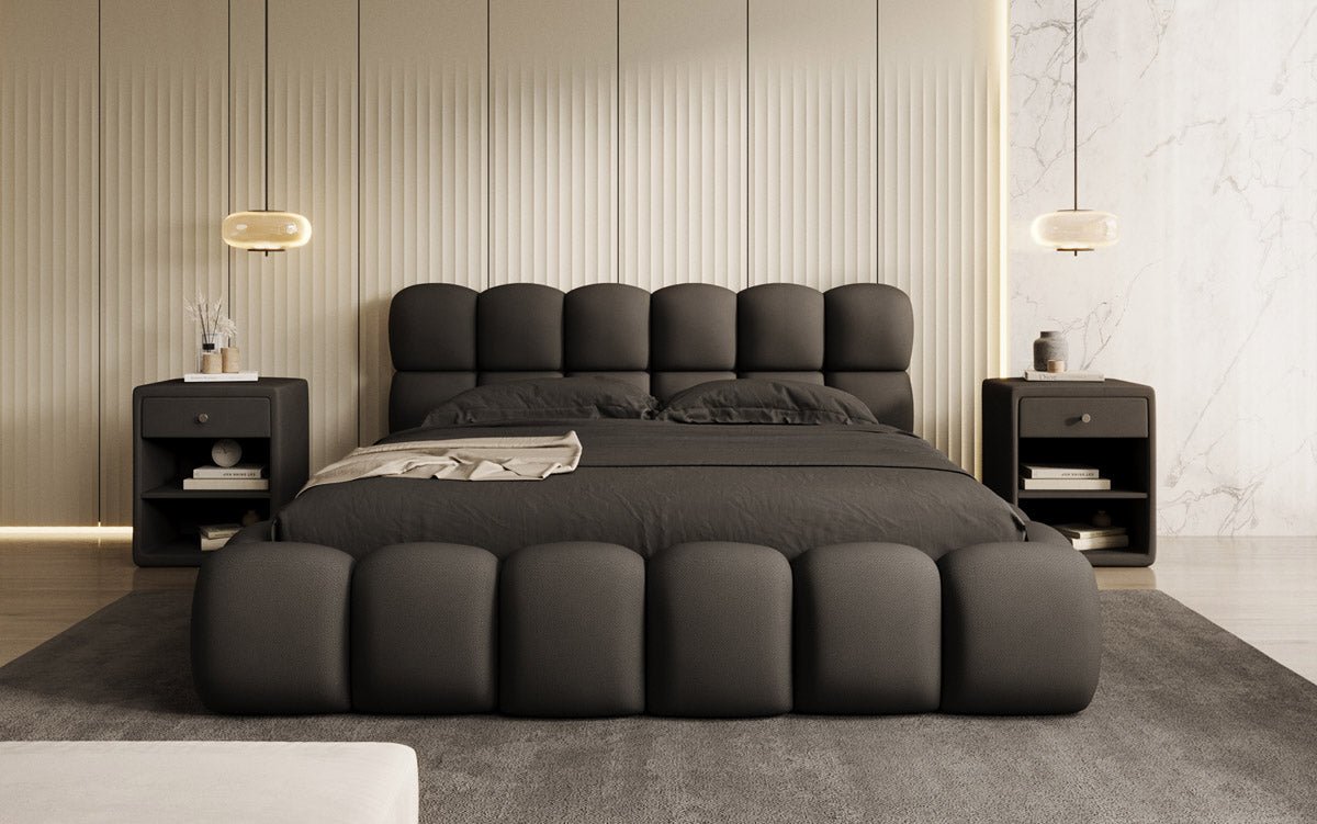 Designer Polsterbett Boston Stoff - Luxuriöses Komfortbett mit Großem Stauraum