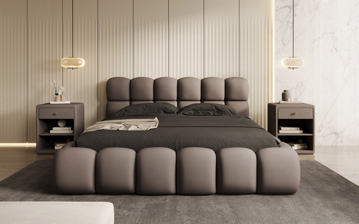 Designer Polsterbett Boston Stoff - Luxuriöses Komfortbett mit Großem Stauraum