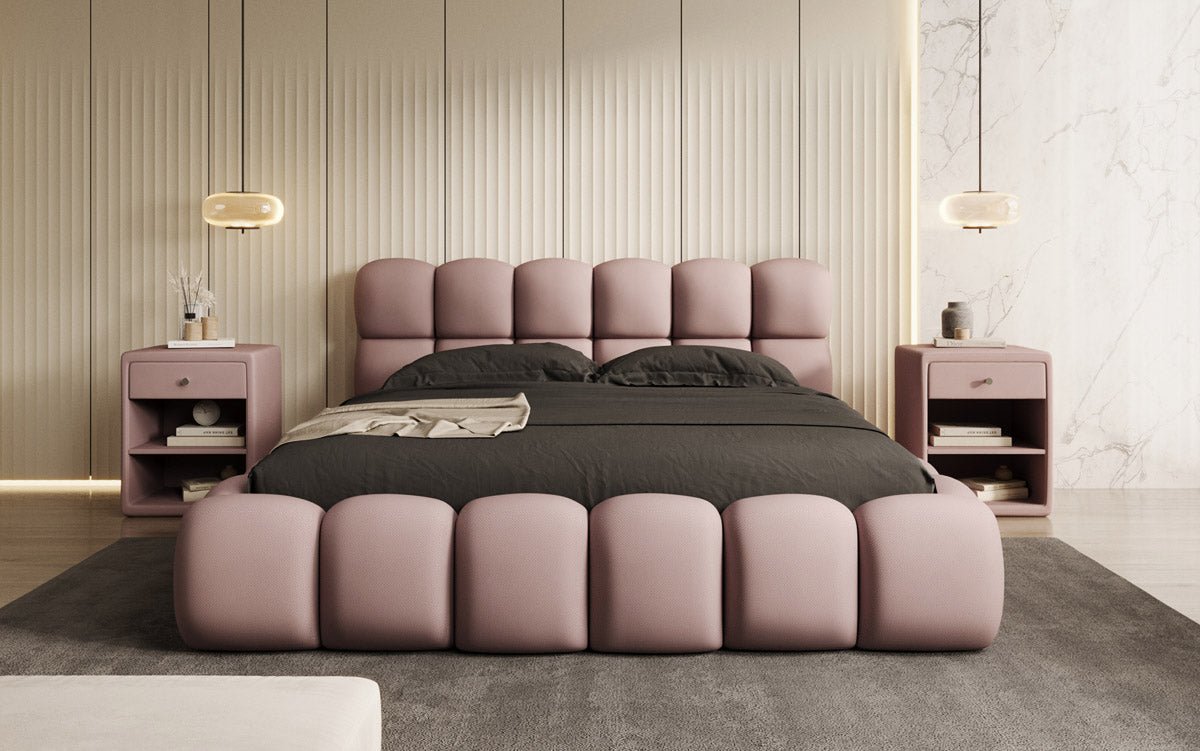 Designer Polsterbett Boston Stoff - Luxuriöses Komfortbett mit Großem Stauraum