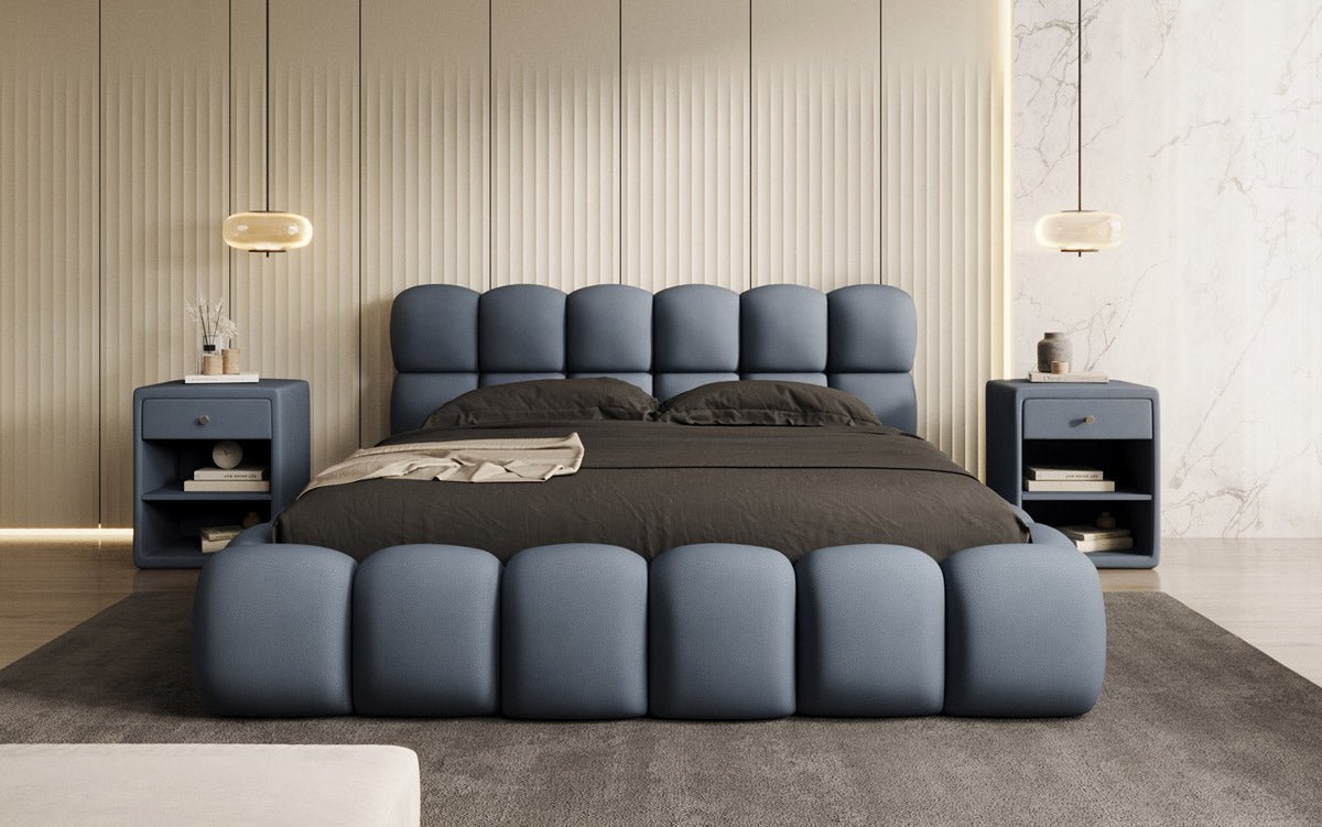 Designer Polsterbett Boston Stoff - Luxuriöses Komfortbett mit Großem Stauraum