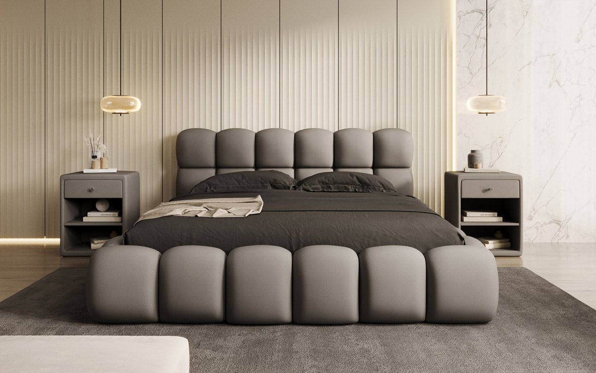 Designer Polsterbett Boston Stoff - Luxuriöses Komfortbett mit Großem Stauraum