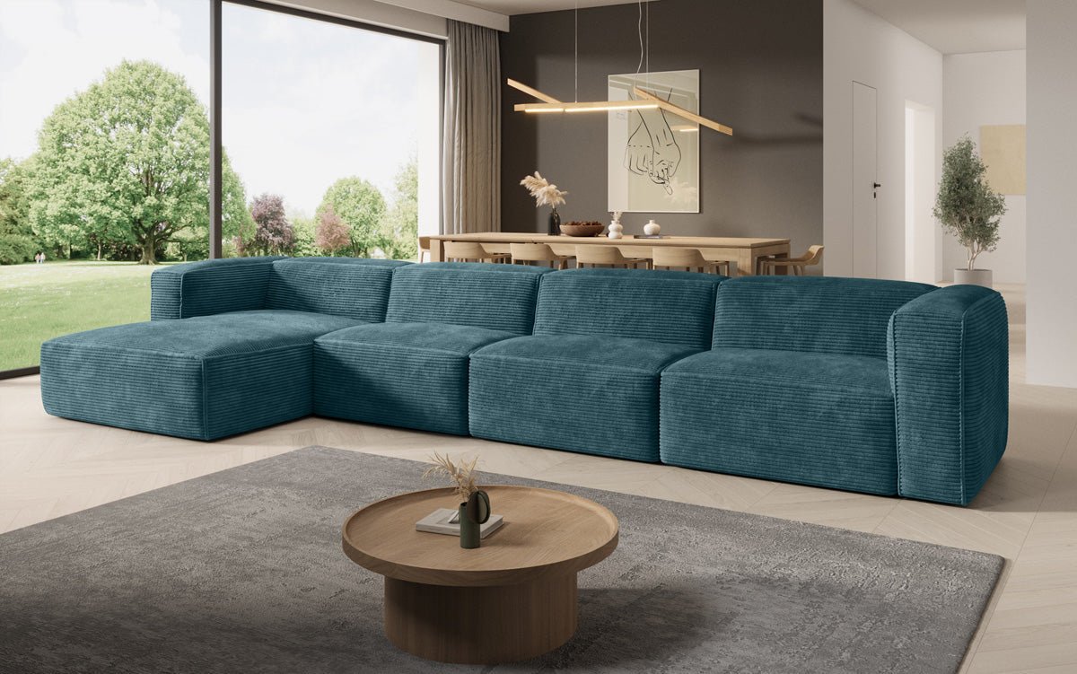 Luxuriöses Comfy L Maxi Cord Ecksofa: Schlaffunktion, Stauraum, Stilvoller Komfort