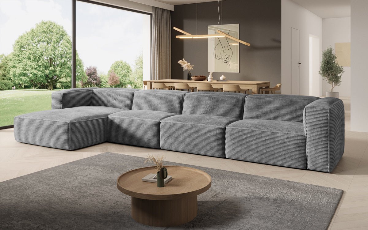 Luxuriöses Comfy L Maxi Cord Ecksofa: Schlaffunktion, Stauraum, Stilvoller Komfort