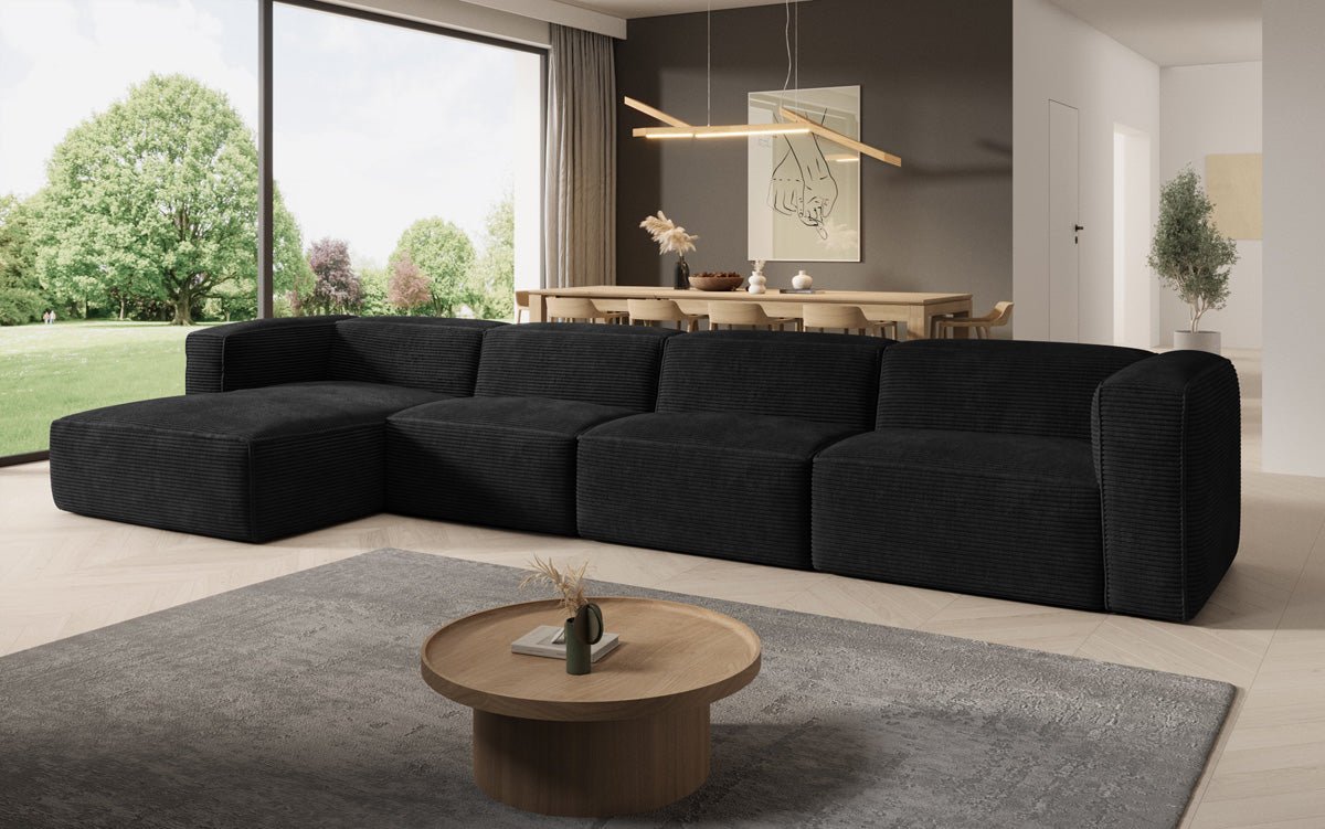 Luxuriöses Comfy L Maxi Cord Ecksofa: Schlaffunktion, Stauraum, Stilvoller Komfort