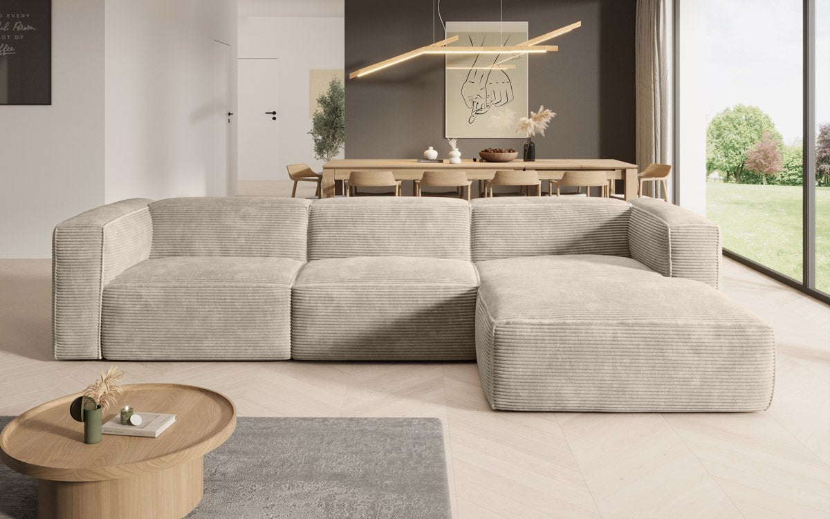 Luxuriöses Designer Cord Ecksofa Comfy L – Modern, Gemütlich, Vielseitig Wohnzimmer