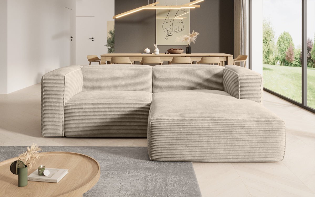 Komfortables Ecksofa Comfy L Mini aus Cord: Modern, Gemütlich, Vielseitig