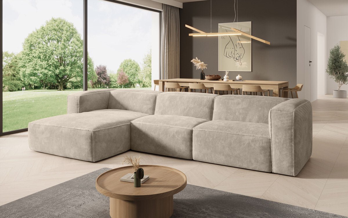 Luxuriöses Designer Cord Ecksofa Comfy L – Modern, Gemütlich, Vielseitig Wohnzimmer
