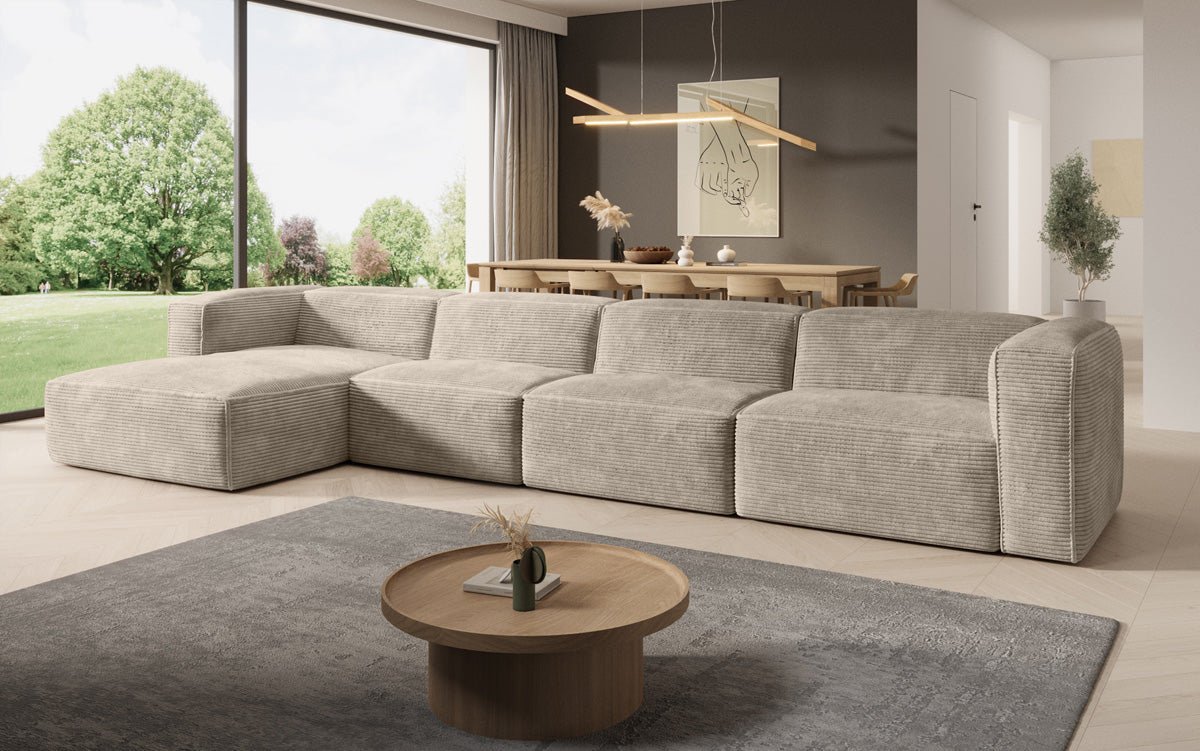 Luxuriöses Comfy L Maxi Cord Ecksofa: Schlaffunktion, Stauraum, Stilvoller Komfort