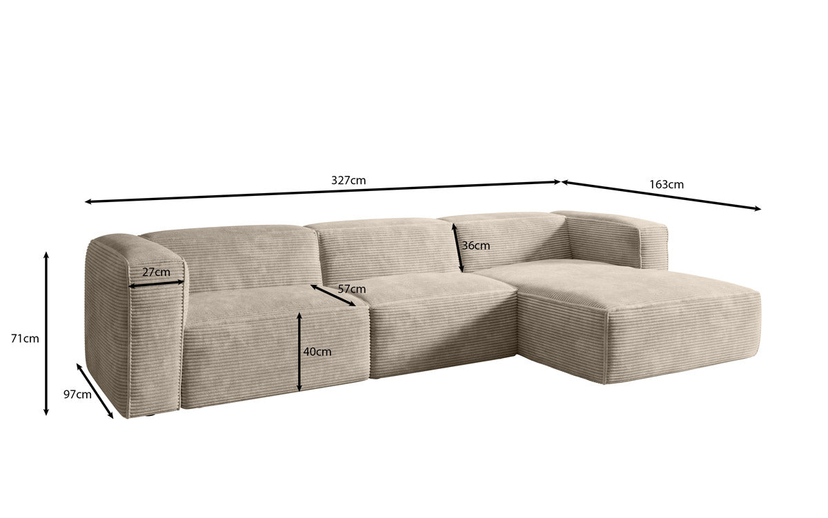 Luxuriöses Designer Cord Ecksofa Comfy L – Modern, Gemütlich, Vielseitig Wohnzimmer