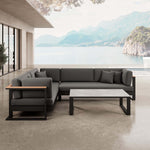 Lade das Bild in den Galerie-Viewer, Vayla Luxus L-Form Outdoor Lounge-Set: Wetterfestes Sofa mit Tisch aus Aluminium