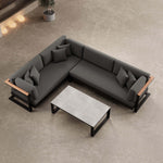 Lade das Bild in den Galerie-Viewer, Vayla L-Form Outdoor Loungesofa mit Tisch – Elegantes Aluminium Gartenmöbel Set