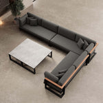 Lade das Bild in den Galerie-Viewer, Vayla Luxus Outdoor Wohnlandschaft: Ecksofa mit Doppeltisch, wetterfestem Aluminiumgestell