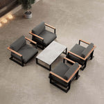 Lade das Bild in den Galerie-Viewer, Vayla Luxus Garten Lounge Set: 4 wetterfeste Aluminium Sessel & Moderner Tisch