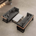 Lade das Bild in den Galerie-Viewer, Vayla Modernes Outdoor Lounge Set: 2 Aluminium Zweisitzer, Tisch – Sunbrella Stoff Bezüge