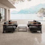Lade das Bild in den Galerie-Viewer, Vayla Luxus Outdoor Lounge Set: 4 Aluminium Sessel & Tisch, wetterfest